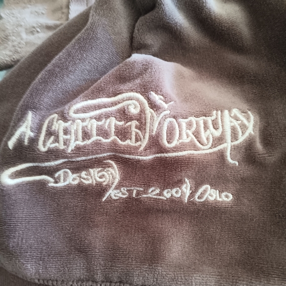 ChillNorway Brown Velour Embroidered Hoodie Dress L - Picture 8 of 11